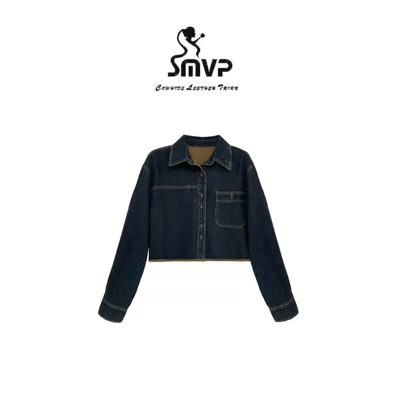 [Bin Bin Exclusive] Premium retro rough edge design denim short jacket 103524