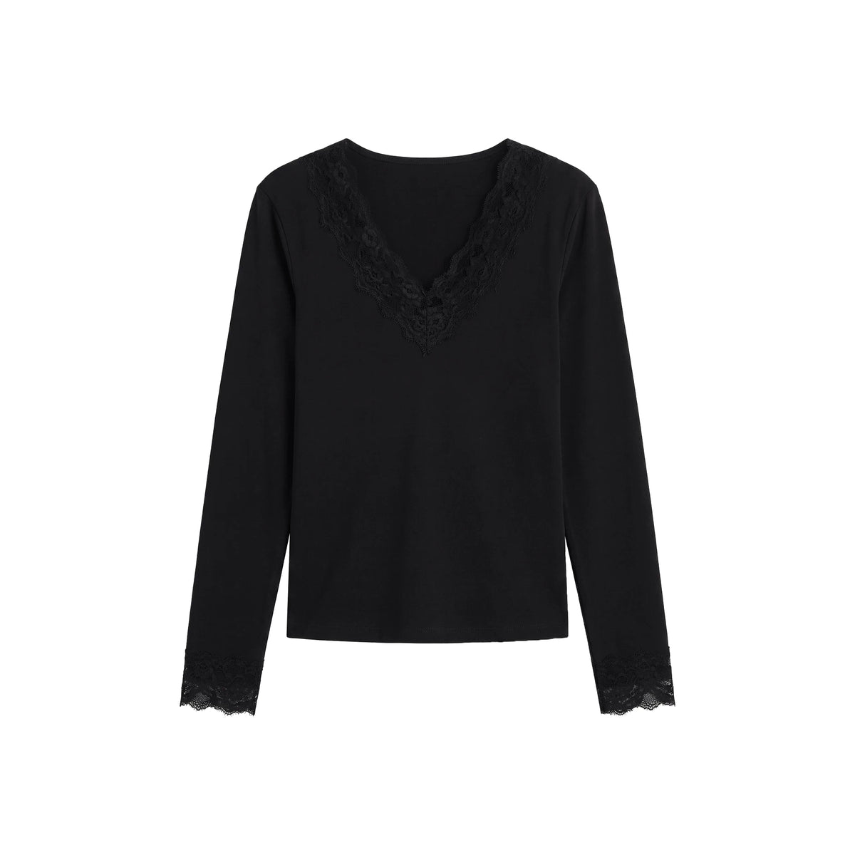 [Mina Exclusive] [Lace Light Weaving] French V-Neck Splicing Lace Lace Top 363210