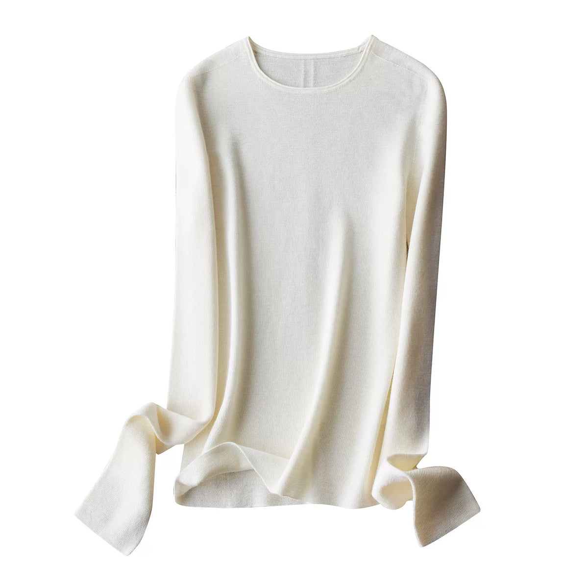 Island Fine Seamless Base Layer King 120S German fine-gauge wool, fully wool, rolled-edge crew neck, slim-fit knitted base layer