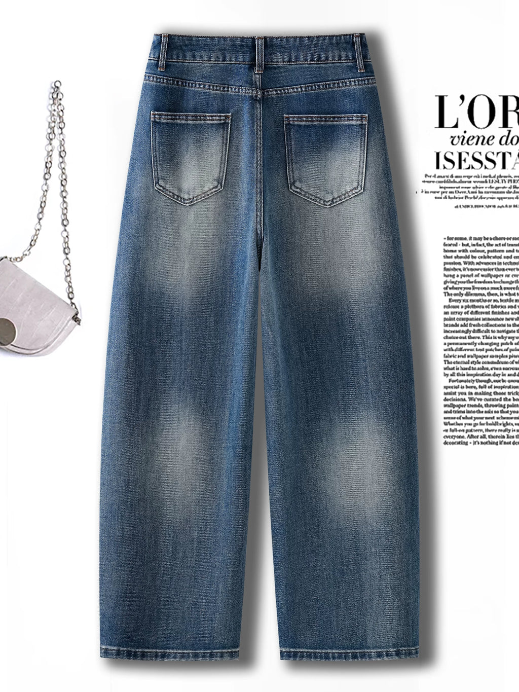 Retro and old washed jeans for women's 2026 autumn new small loose hip covering nine-point wide-leg scimitar pants