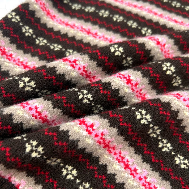 [Valkyvia/Yoyo] Wool retro Fair Island small flower striped crew neck sweater 263076