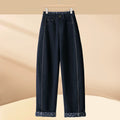 Denim Blue Bright Line Curling Scimitar Jeans Women's 2026 Autumn New Loose and Skinny Versatile High Waist Wide Leg Pants