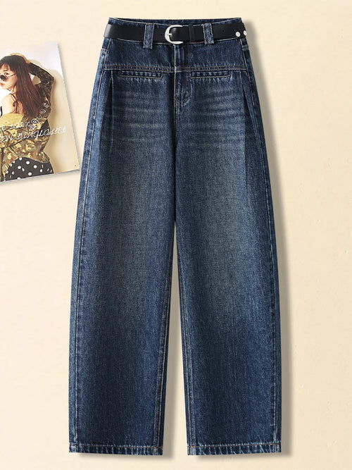 American Retro High-Waisted Jeans for Women, 2026 Fall New Loose Hip-Covering Scimitar Pants, Lightweight and Versatile Wide-Leg Pants