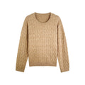 [Mina Exclusive] [Caramel Flash Weaving] Wool gilt fine flash round neck twist knitted sweater 263026