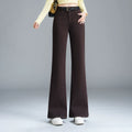 Coffee color does not stick to the legs, thin and slightly pulled jeans for women's 2026 autumn new Korean version of high-waisted slim-fitting elastic flared pants