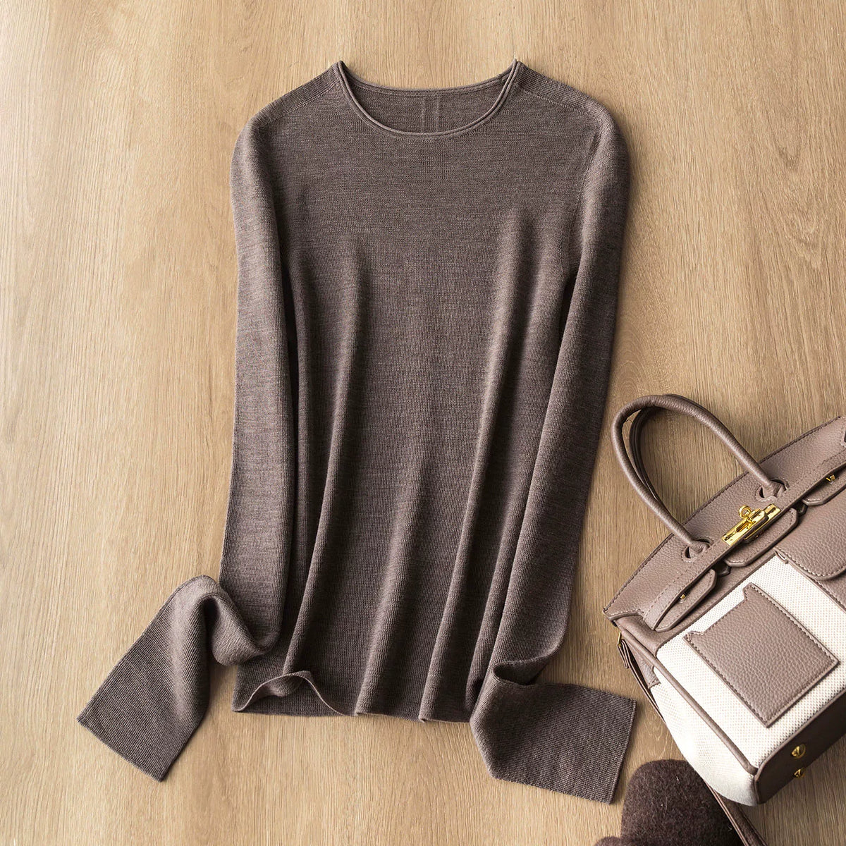Island Fine Seamless Base Layer King 120S German fine-gauge wool, fully wool, rolled-edge crew neck, slim-fit knitted base layer