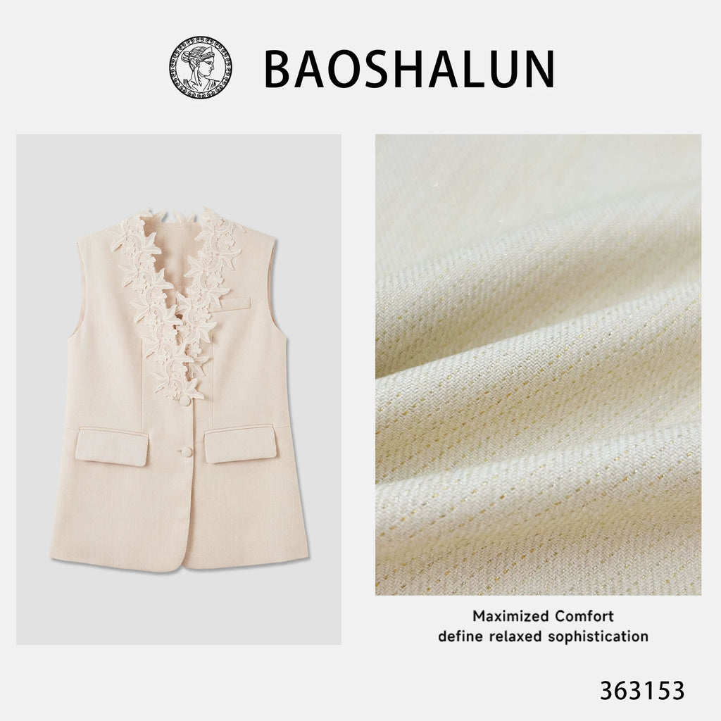 [VAZSLVE/New Luxury Products] Leak-picking design V-neck texture bright silk versatile vest 363153