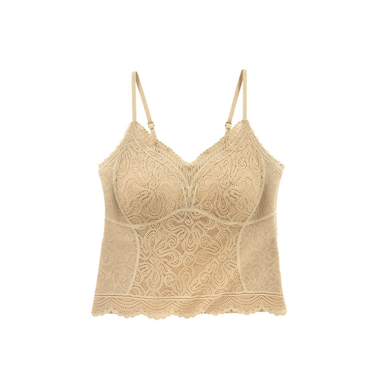 [Soft yarn lace] One-piece cup V-neck beautiful back sling 263129