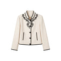 [Recommended by Huahua] [Ink Embroidery Zhiyu] Elegant temperament Heavy industry contrasting color embroidery small stand-up collar jacket 363207