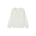 [Recommended by Huahua] Wool light luxury celebrity V-neck full of diamond beads loose wool woven shirt 263399