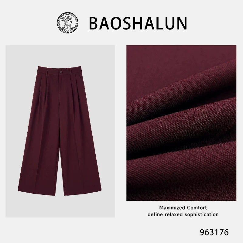 [Mina Exclusive] [Highly Intelligent Elite] Old Money Style Temperament Simple Commuter Wide Leg Pants 963176