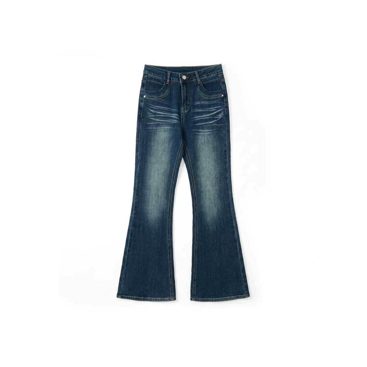 [Mina Exclusive] [Dust Grinding Laying] American retro texture washed denim micro-pull pants 263163