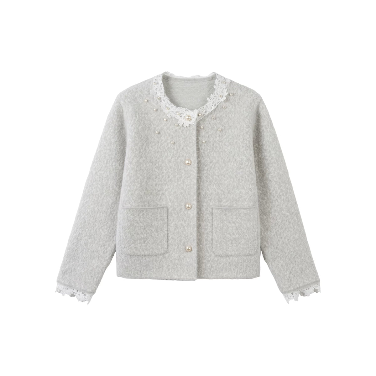 [VAZSLVE/New Luxury] Leak picking wool French lace collar pearl small fragrant jacket 563004