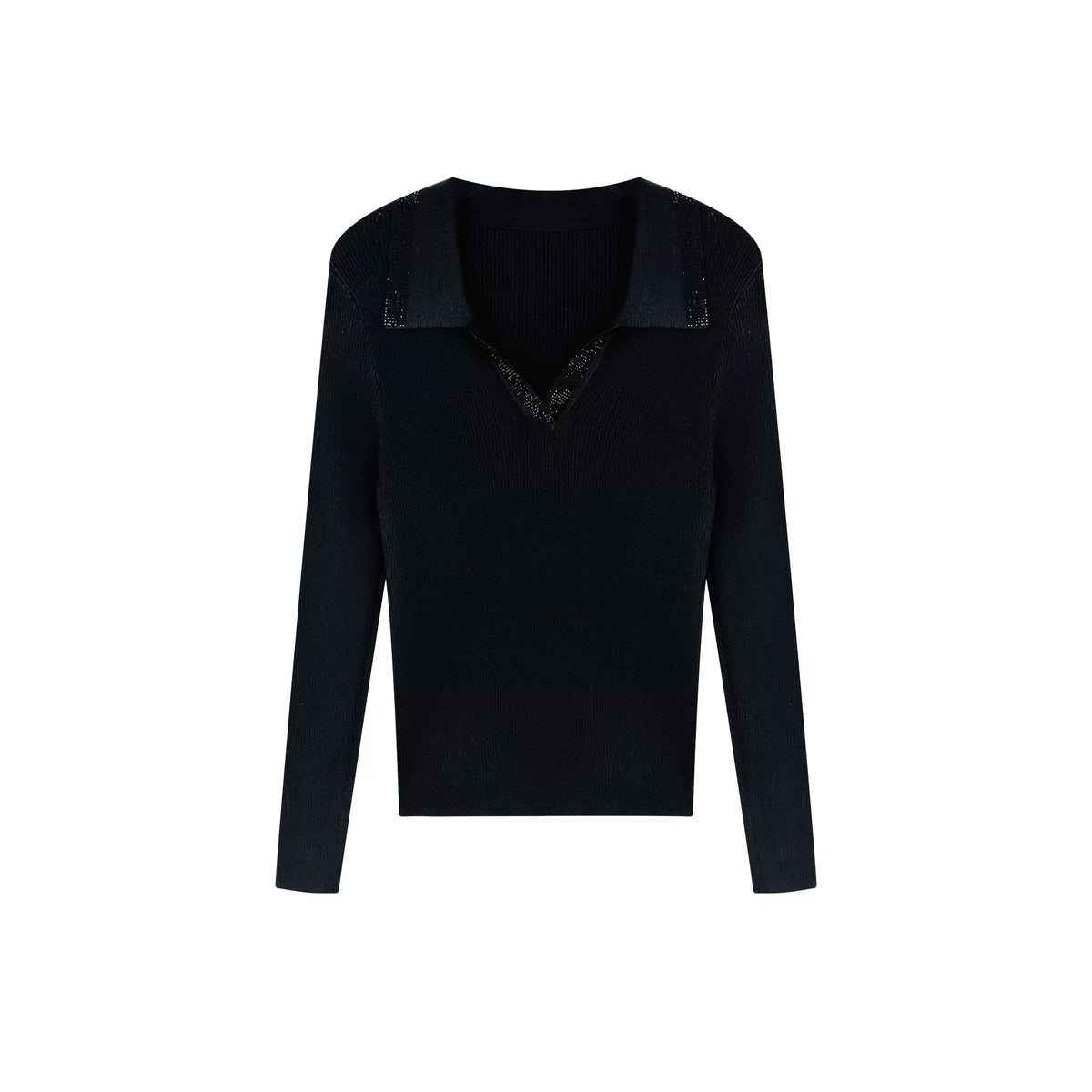 [Mina Exclusive] Design Hot Diamond Small Lapel Versatile Lyocell Knitted Top M361080