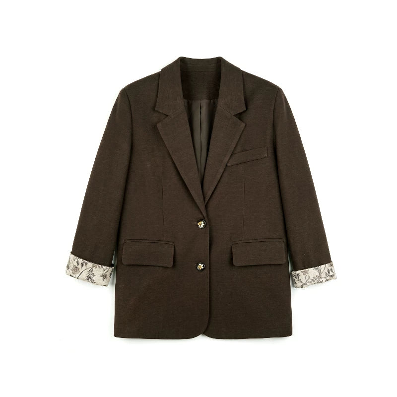 【Valkyvia/Yoyo】Fashionable, Stylish Retro Color-Block Blazer 363078