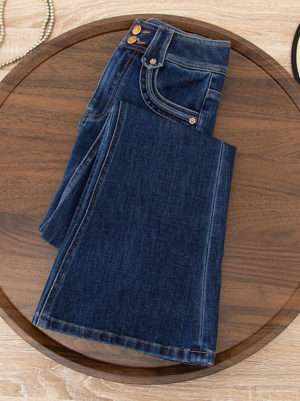 High-quality four-sided elastic high-waisted micro-pull jeans women's 2026 autumn new small slim-fitting and thin flared pants