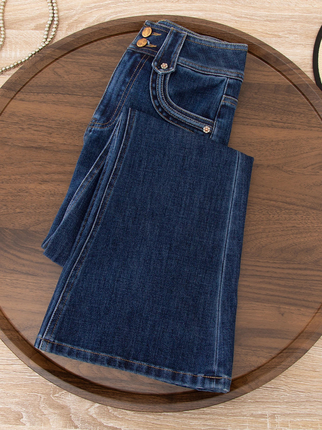 High-quality four-sided elastic high-waisted micro-pull jeans women's 2026 autumn new small slim-fitting and thin flared pants
