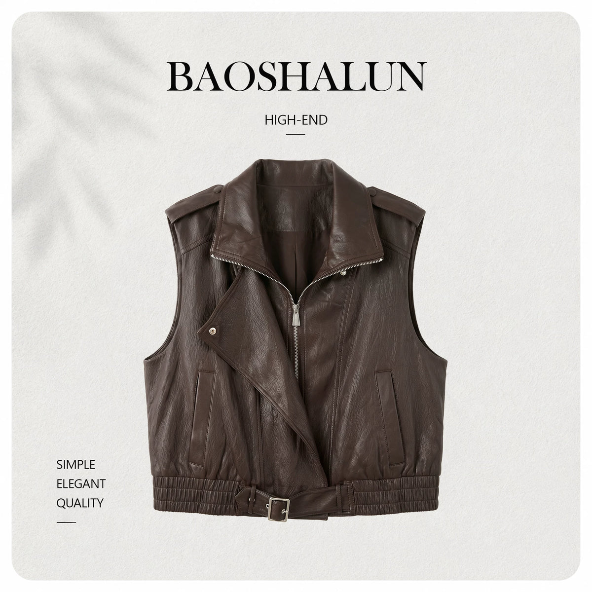 [Mina Exclusive] [Streamer Brown Rhyme] Design Sense Stand Collar Sleeveless Zipper Versatile Vest 363183