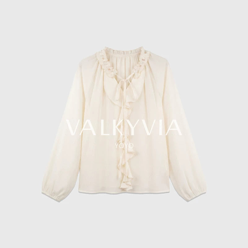 [Valkyvia/Yoyo] French fungus edge strap down loose top 963166