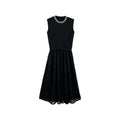 [Mina Exclusive] [Bead Neck Ya Dress] Premium Light Luxury Bead Hook Sleeveless Black Dress 263091