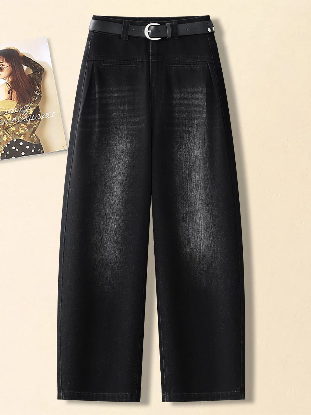 American retro high-waisted jeans women's 2026 autumn new loose hip-covering scimitar pants, thin and versatile wide-leg pants