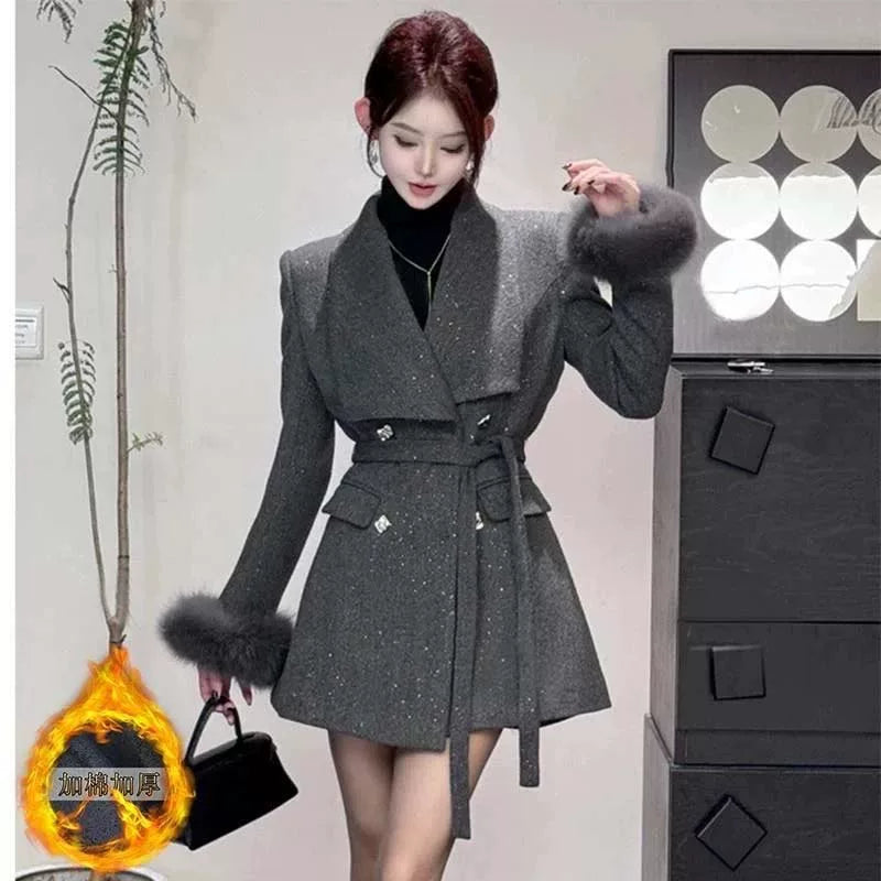 pj【RuiRui Custom】【Padded, Thickened with Lining】Wool Coat 2025 New Women's Wear QY0101