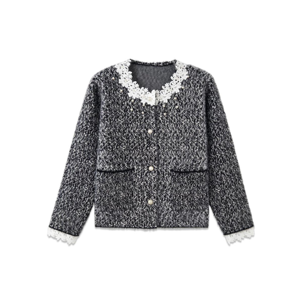 [VAZSLVE/New Luxury] Leak picking wool French lace collar pearl small fragrant jacket 563004