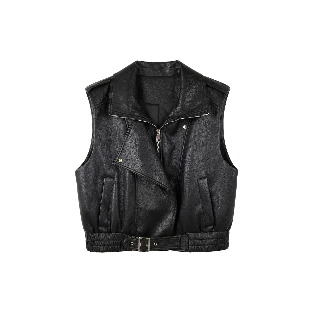 [Mina Exclusive] [Streamer Brown Rhyme] Design Sense Stand Collar Sleeveless Zipper Versatile Vest 363183