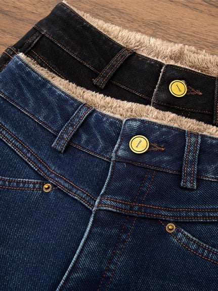 Retro velvet warm high waist thin pants children's 2026 winter new slim-fit elastic radish jeans
