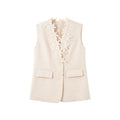 [VAZSLVE/New Luxury Products] Leak-picking design V-neck texture bright silk versatile vest 363153