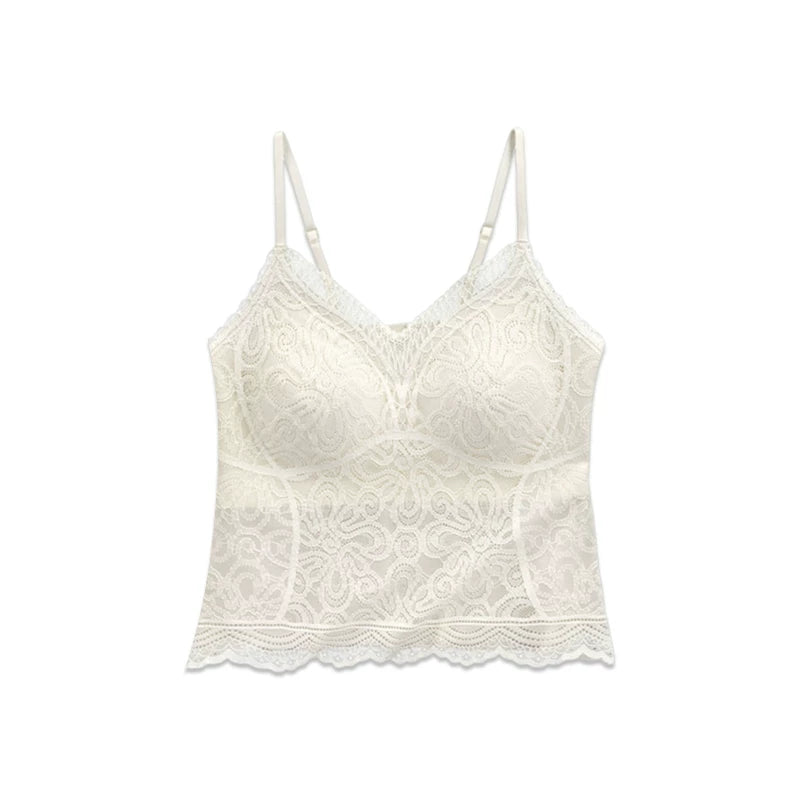 [Soft yarn lace] One-piece cup V-neck beautiful back sling 263129