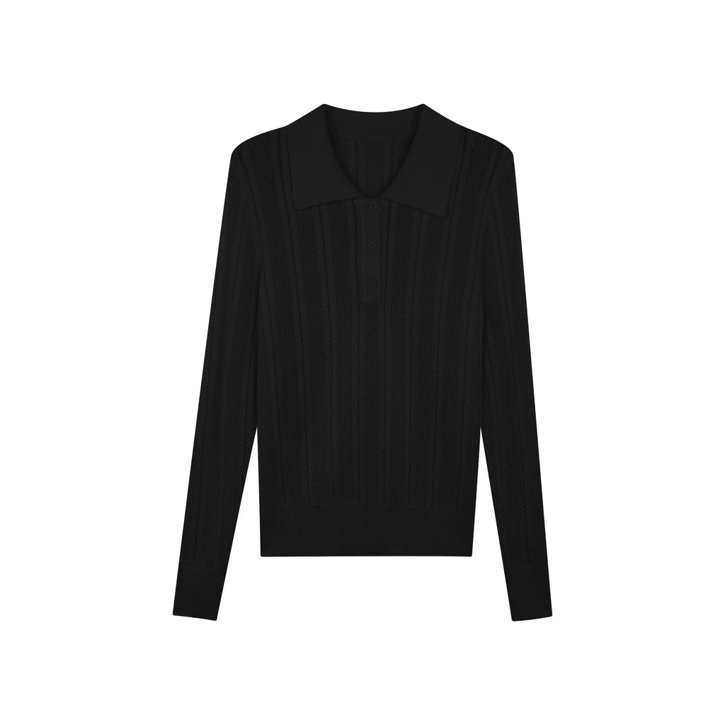[Bin Bin Exclusive] [Weaving Overture] Simple Temperament POLO Neck Lyocell Knitted Top M361088