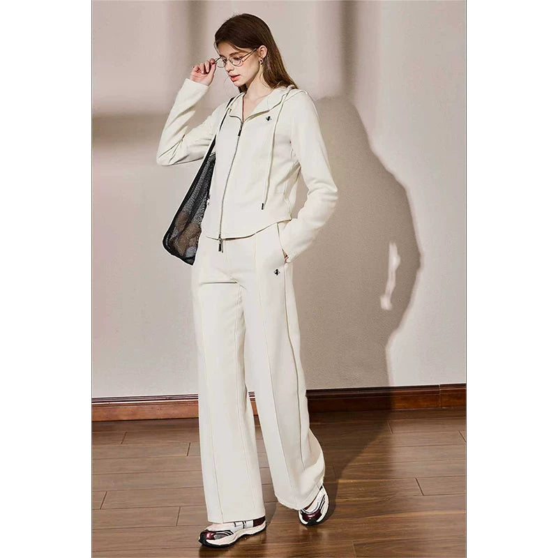 [Mina Exclusive] Fashion Casual Splicing Design Sense Knitted Top Pants Set 361011