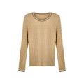 [Recommended by Huahua] [Simplified Coffee Island] Wool shiny twist contrasting color round neck knitted top 363099