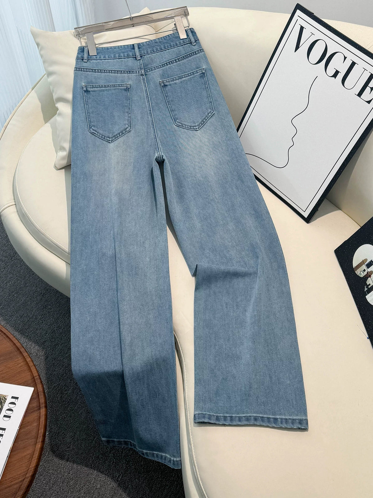 Korean Version of Thin, Hot Diamond-Patterned Women's Slim Straight-Leg Pants, 2026 New Autumn Small-Waist High-Waisted Wide-Leg Pants
