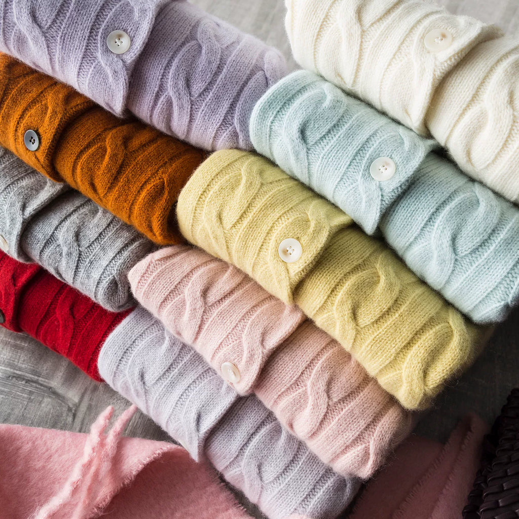 "Laf Cable-Knit Collection" Old Money Style Thickened 100% Wool Classic Cable-Knit Cardigan-Style Crew-Neck Knit Sweater