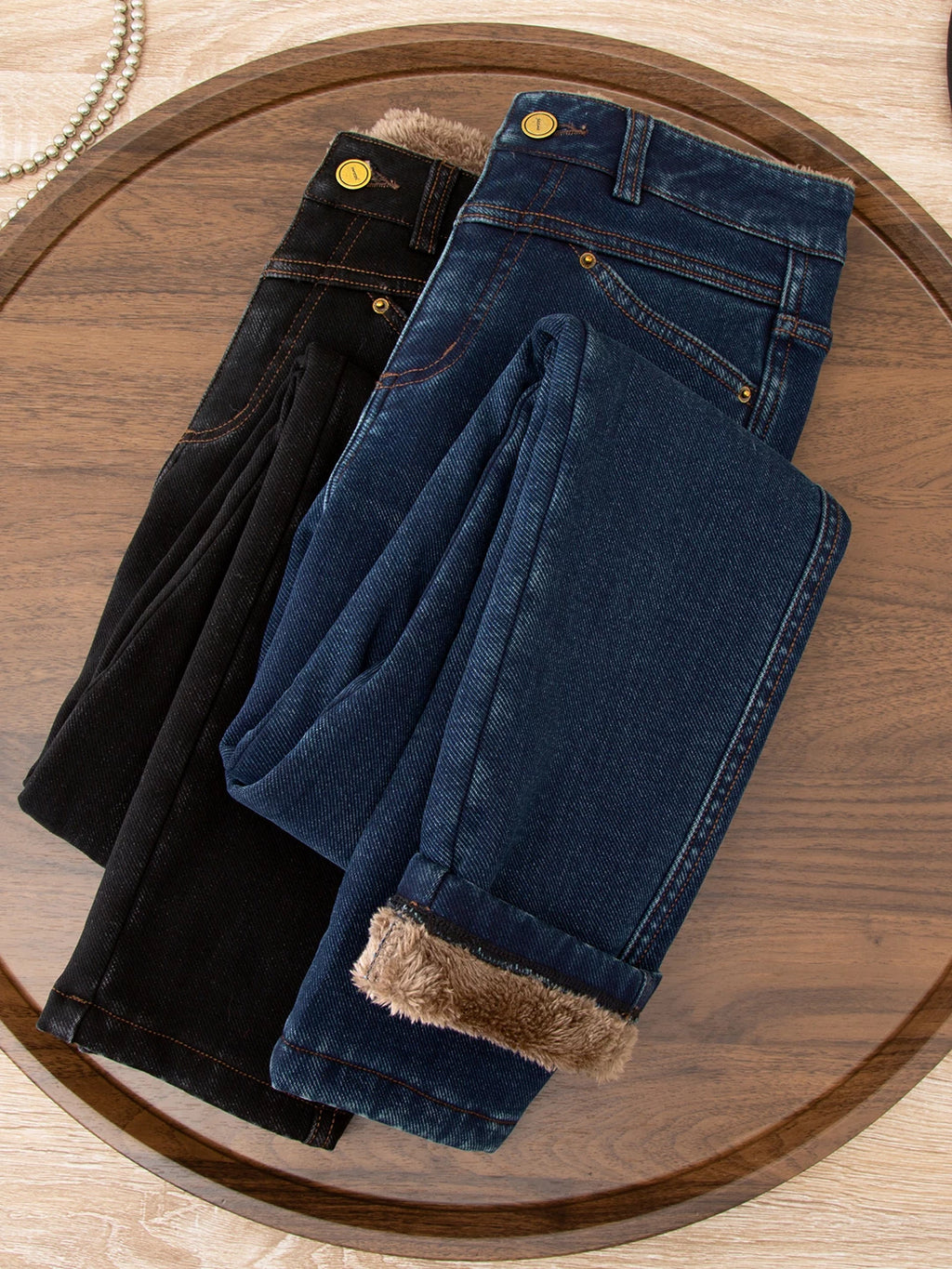 Retro velvet warm high waist thin pants children's 2026 winter new slim-fit elastic radish jeans