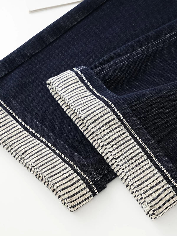 Denim Blue Super Fire Silk Scarf Belt Straight Jeans Women's 2026 Autumn New High Waist Skinny Curled Wide Leg Pants
