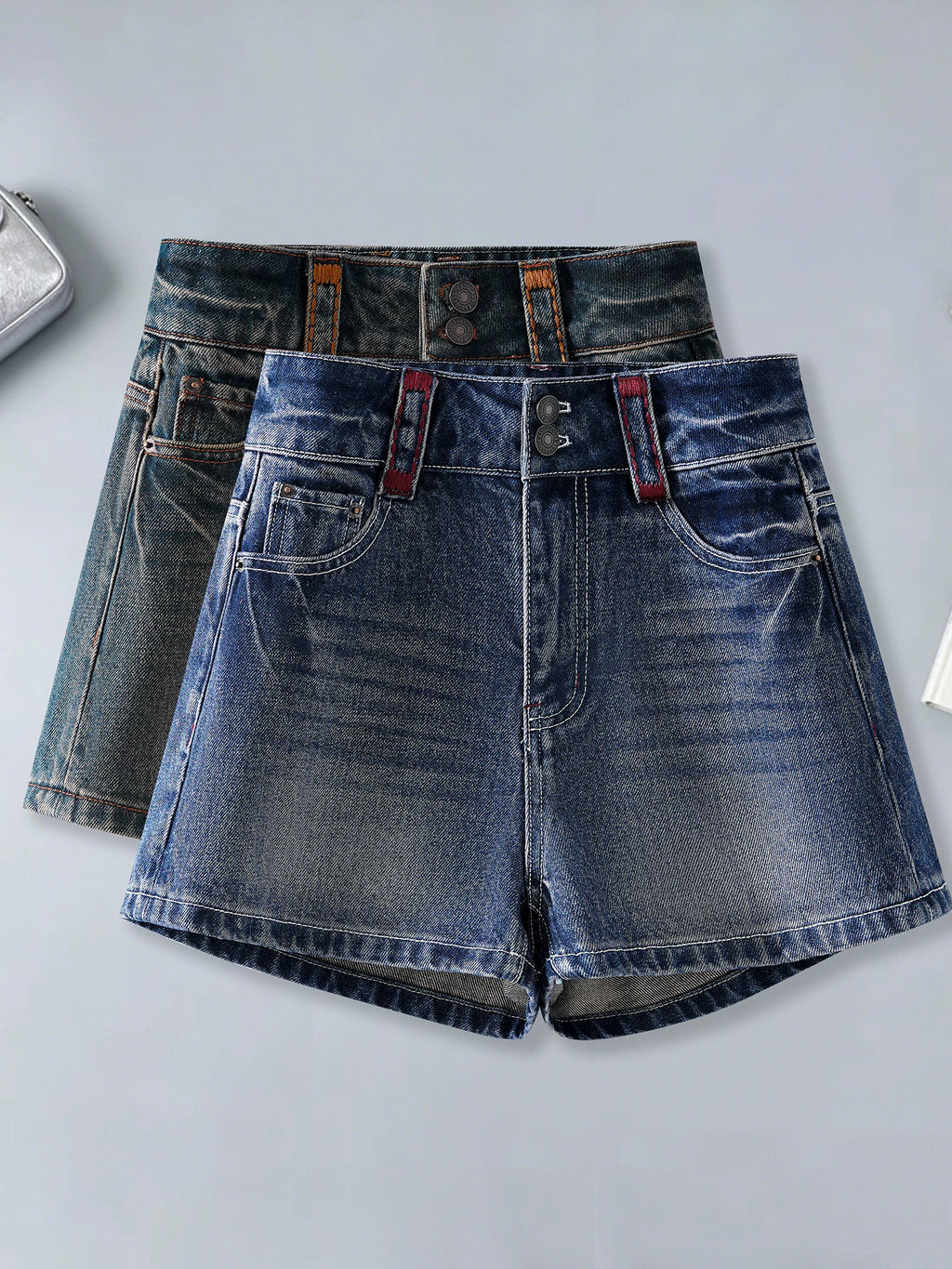 American retro denim shorts women's 2026 summer new high-waisted design feeling thin and versatile wide-leg A-shaped hot pants