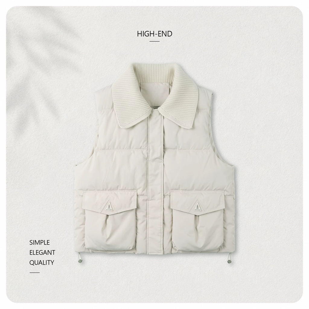 [Exclusive to Binbin] Yunrou folding jacket gentle lapel loose big pocket sleeveless vest jacket 263499