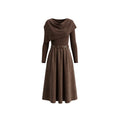 [Valkyvia/Yoyo] [Chestnut Mocha] Irregular shawl waist dress 963111