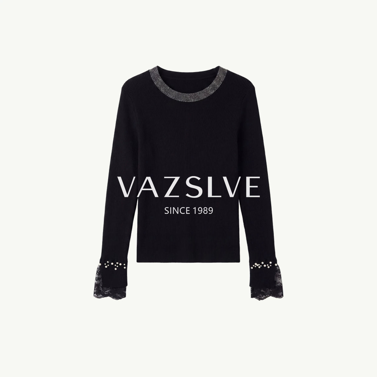【VAZSLVE/全新奢品】捡漏羊毛轻奢气质喇叭袖钉珠针织上衣363138