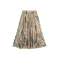 [Mina Exclusive] [Fog Coffee Secret Realm] Retro gradual change smudging pendulum pleated skirt 263218