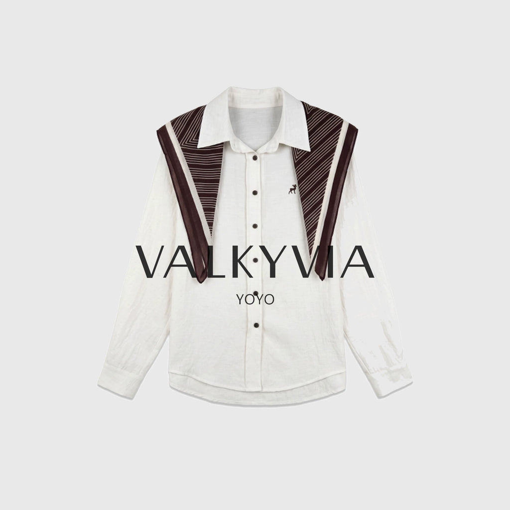 【Valkyvia/يويو الفاخرة】قميص مطرز متعدد التنسيقات مع شال 363009