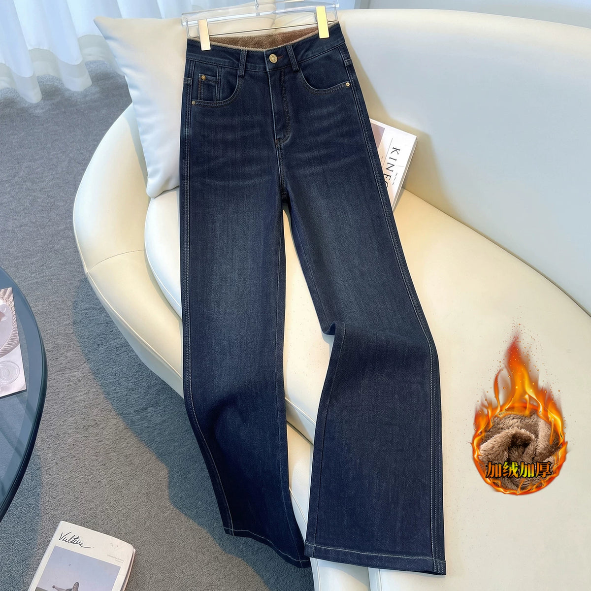 Fleece-Lined Thickened Women's 2026 New Winter Tapered High-Waisted Slim Straight-Leg Casual Versatile Pants