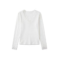 [Mina Exclusive] [Lace Light Weaving] French V-Neck Splicing Lace Lace Top 363210