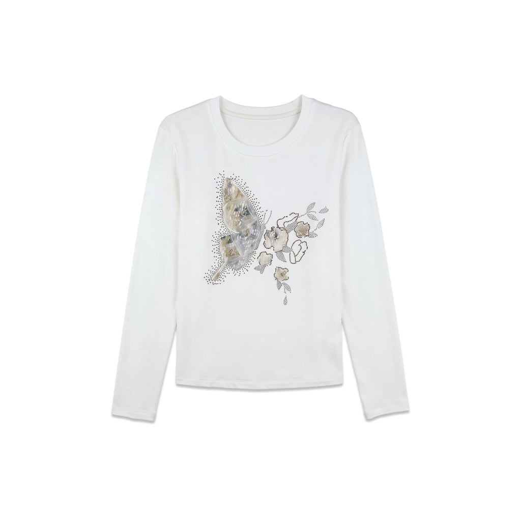 [Mina Exclusive] [Firefly Diamond Butterfly Dress] Fairy Flash Diamond Butterfly Round Neck Long Sleeve Base 663058