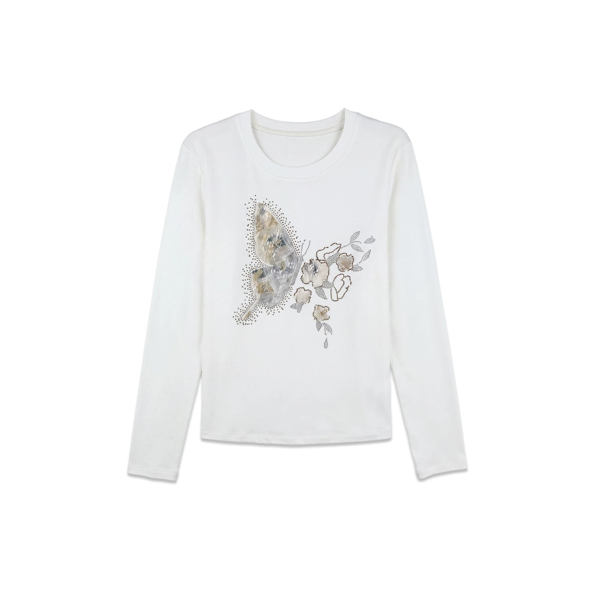 [Mina Exclusive] [Firefly Diamond Butterfly Dress] Fairy Flash Diamond Butterfly Round Neck Long Sleeve Base 663058
