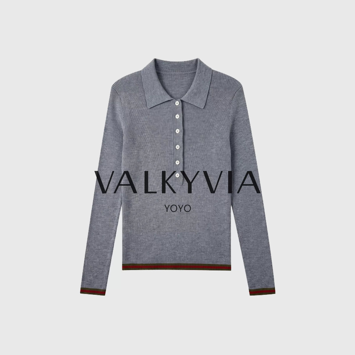 [Valkyvia/Yoyo Luxury] Wool old money wind Kochi POLO collar slim knitted top 363026
