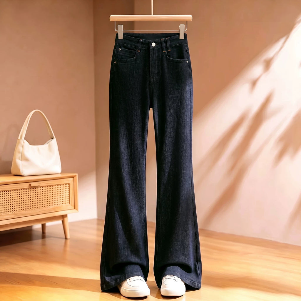 High waist does not stick to the legs and slightly pulls jeans for women's 2026 autumn new straight tube huge and thin versatile wide leg flared pants